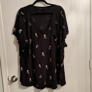 Torrid size 5 v neck t shirt with mermaid print